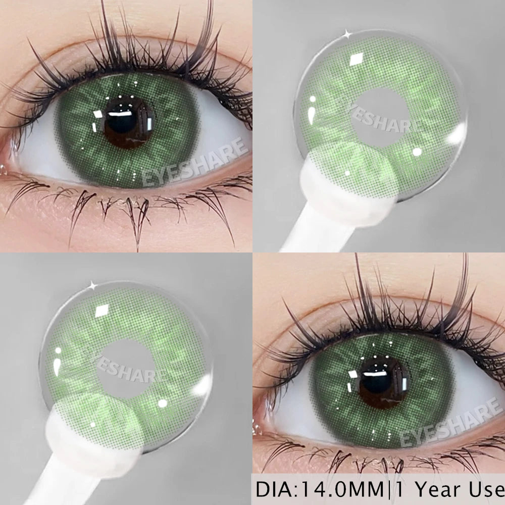Lentilles de Contact Vertes Naturelles différentes teintes – Couleur Réaliste, Confort Longue Durée (1 Paire / 1 An)