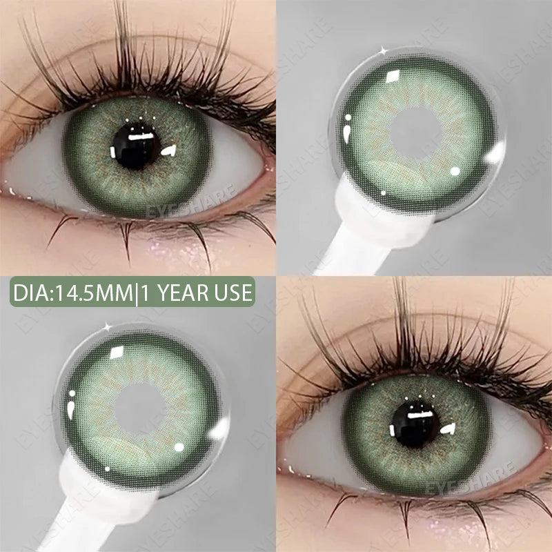 Lentilles de Contact Vertes Naturelles différentes teintes – Couleur Réaliste, Confort Longue Durée (1 Paire / 1 An)