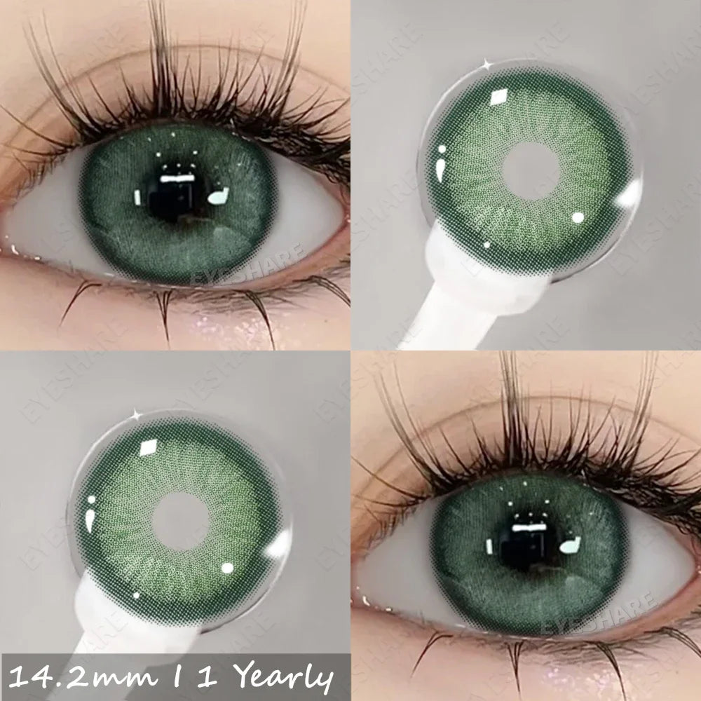 Lentilles de Contact Vertes Naturelles différentes teintes – Couleur Réaliste, Confort Longue Durée (1 Paire / 1 An)