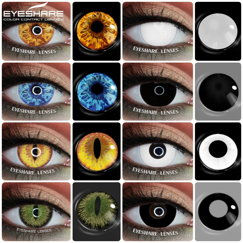 1 paire de lentilles de contact colorées pour cosplay, style anime, lentilles - 1 an