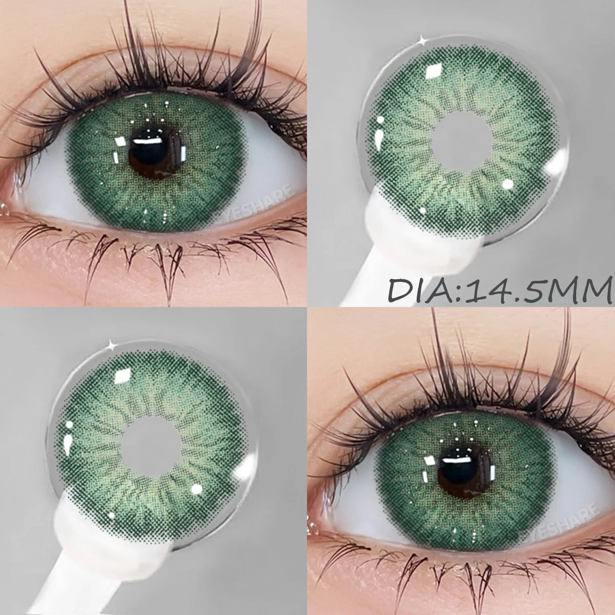 Lentilles de Contact Vertes Naturelles différentes teintes – Couleur Réaliste, Confort Longue Durée (1 Paire / 1 An)