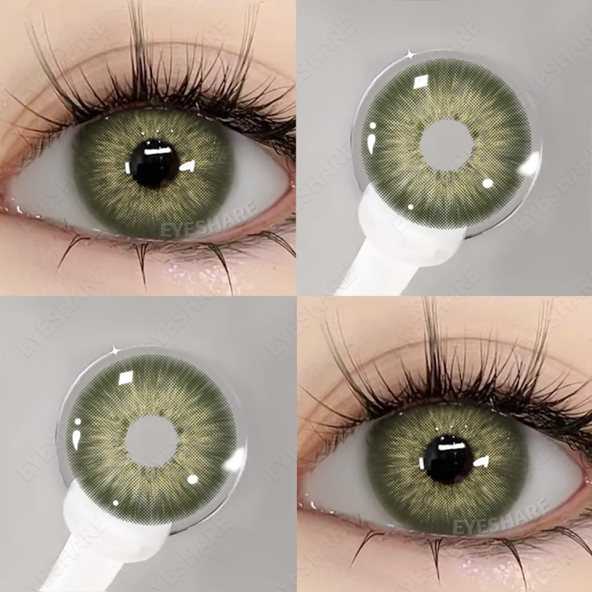Lentilles de Contact Vertes Naturelles différentes teintes – Couleur Réaliste, Confort Longue Durée (1 Paire / 1 An)