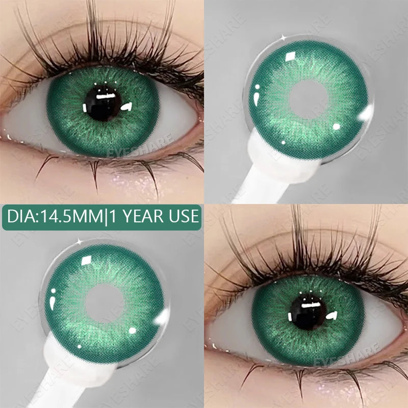 Lentilles de Contact Vertes Naturelles différentes teintes – Couleur Réaliste, Confort Longue Durée (1 Paire / 1 An)