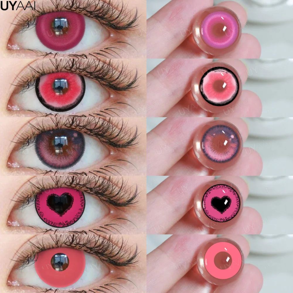 Lentilles de Contact Fantaisie & Cosplay – Effets Spéciaux (Cœur, Rouge, Anime, Halloween)