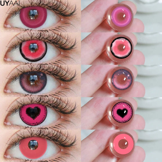 Lentilles de Contact Fantaisie & Cosplay – Effets Spéciaux (Cœur, Rouge, Anime, Halloween)