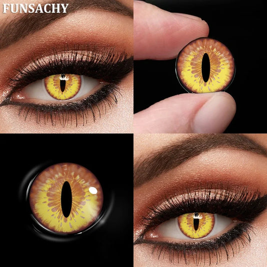Lentilles Reptile & Dragon – Regard Hypnotique & Sauvage - 1 an - couleur jaune marron - déguisement