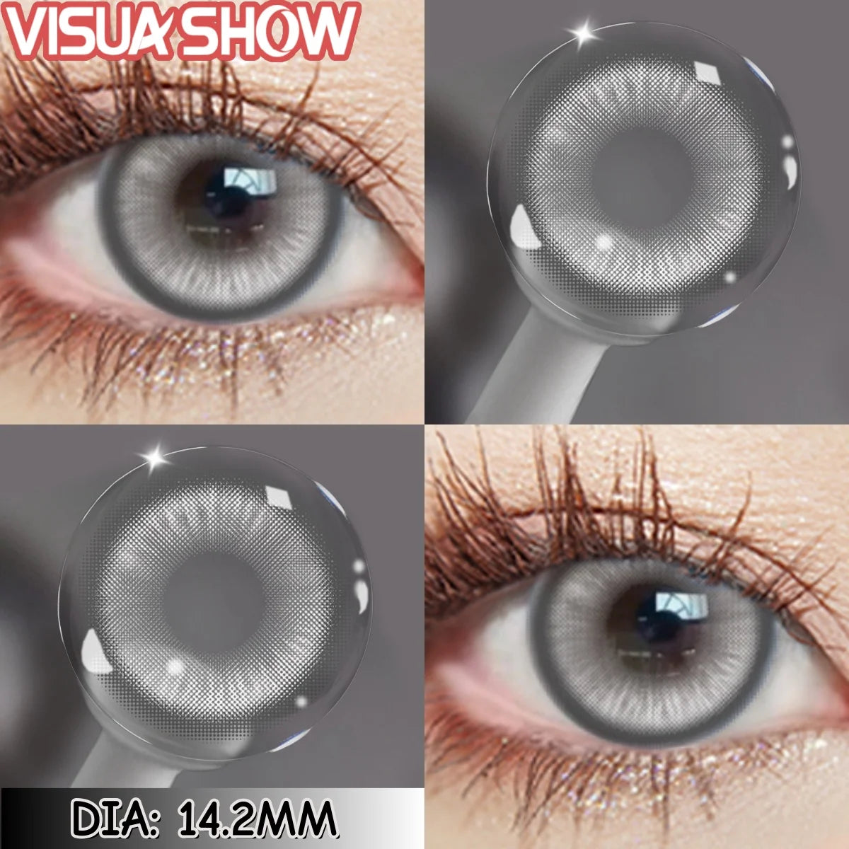 Lentilles de Contact Colorées Naturelles – Effet Réaliste (Bleu, Vert, Gris, Marron, Violet)  - 1 an