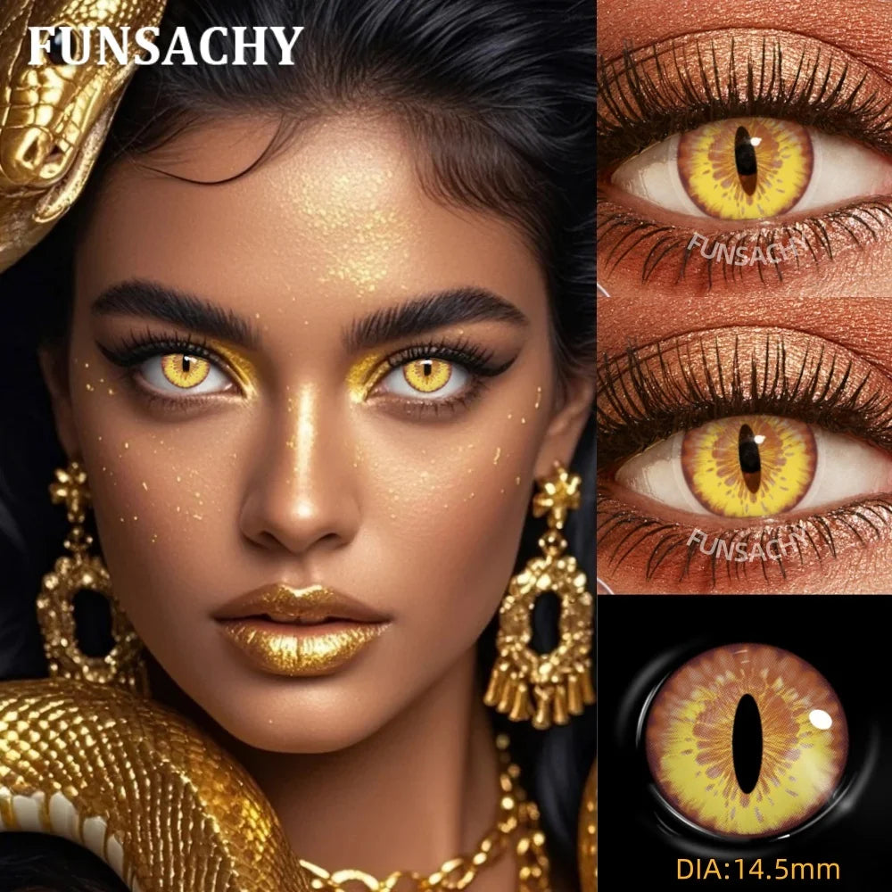 Lentilles Reptile & Dragon – Regard Hypnotique & Sauvage - 1 an - couleur jaune marron - déguisement