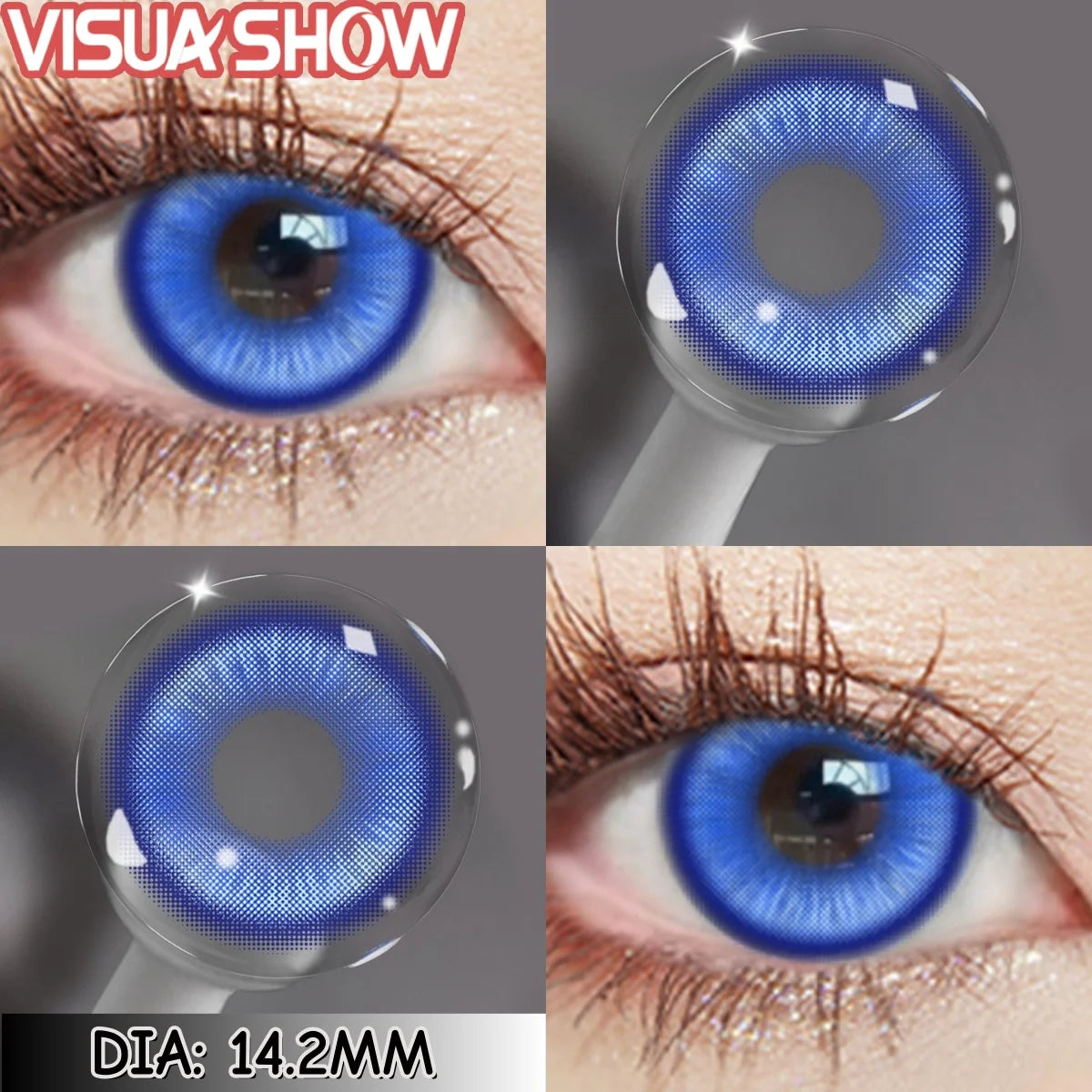 Lentilles de Contact Colorées Naturelles – Effet Réaliste (Bleu, Vert, Gris, Marron, Violet)  - 1 an