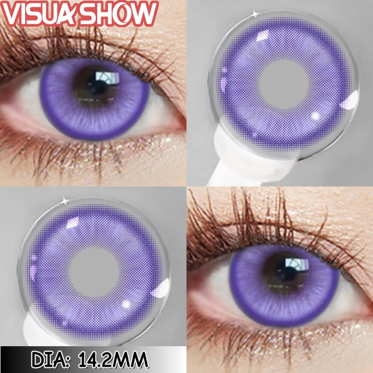 Lentilles de Contact Colorées Naturelles – Effet Réaliste (Bleu, Vert, Gris, Marron, Violet)  - 1 an