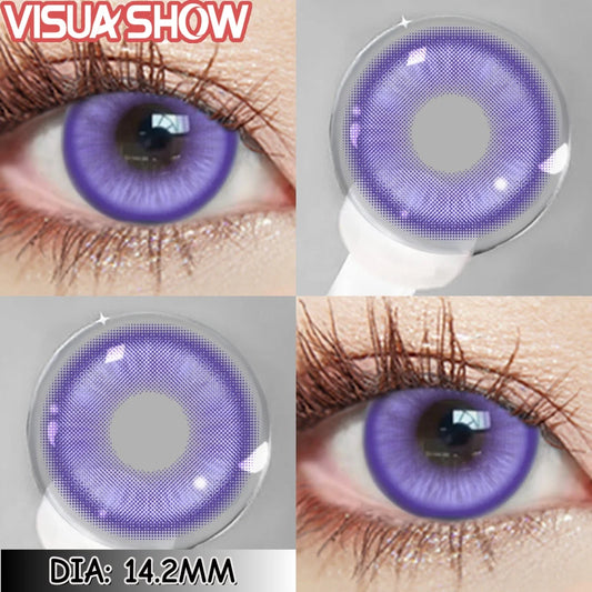 Lentilles de Contact Colorées Naturelles – Effet Réaliste (Bleu, Vert, Gris, Marron, Violet)  - 1 an