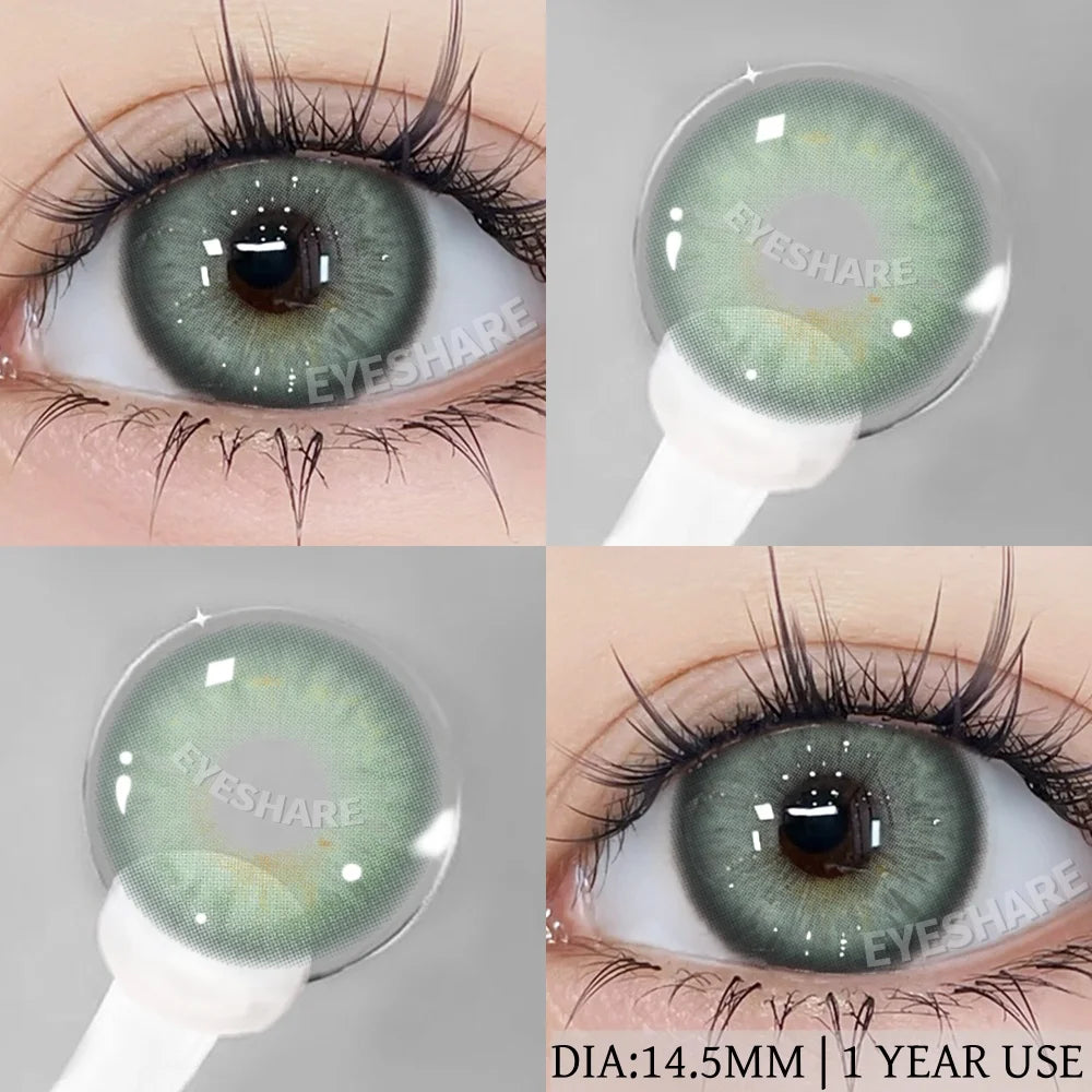 Lentilles de Contact Vertes Naturelles différentes teintes – Couleur Réaliste, Confort Longue Durée (1 Paire / 1 An)