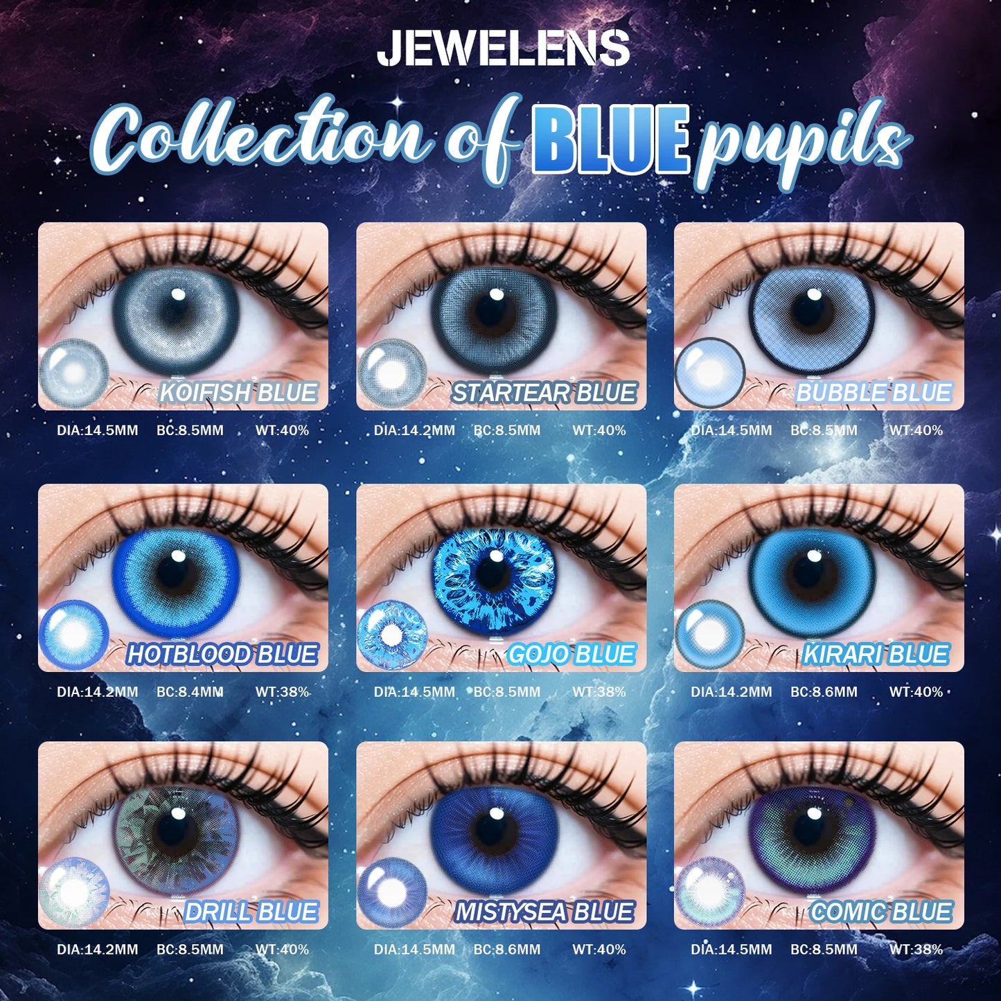 Lentilles de Contact Bleues Naturelles – Effet Réaliste, Confort 1 An | Lentilles Couleur Yeux