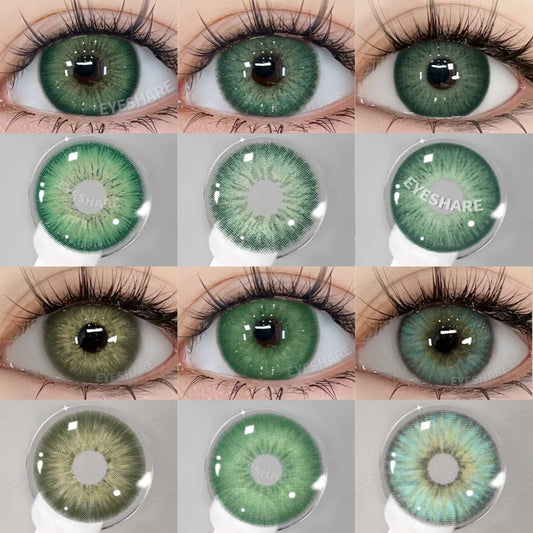 Lentilles de Contact Vertes Naturelles différentes teintes – Couleur Réaliste, Confort Longue Durée (1 Paire / 1 An)