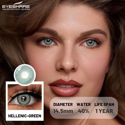 Lentilles de Contact Colorées Marron, Gris,Vert, Bleu, orangé, Effet Naturel 1 an