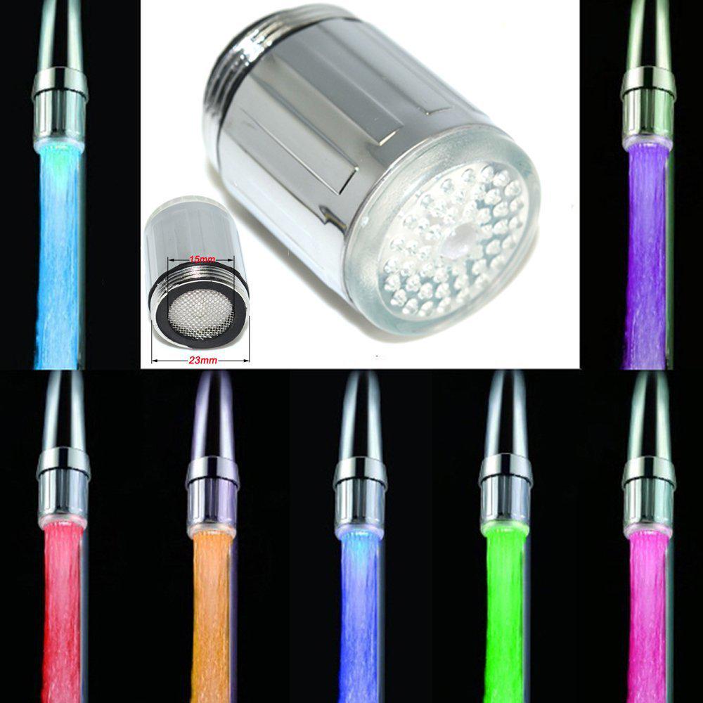 Boquilla para grifo con luz LED de 7 colores con junta de filtro mezclador, Francia