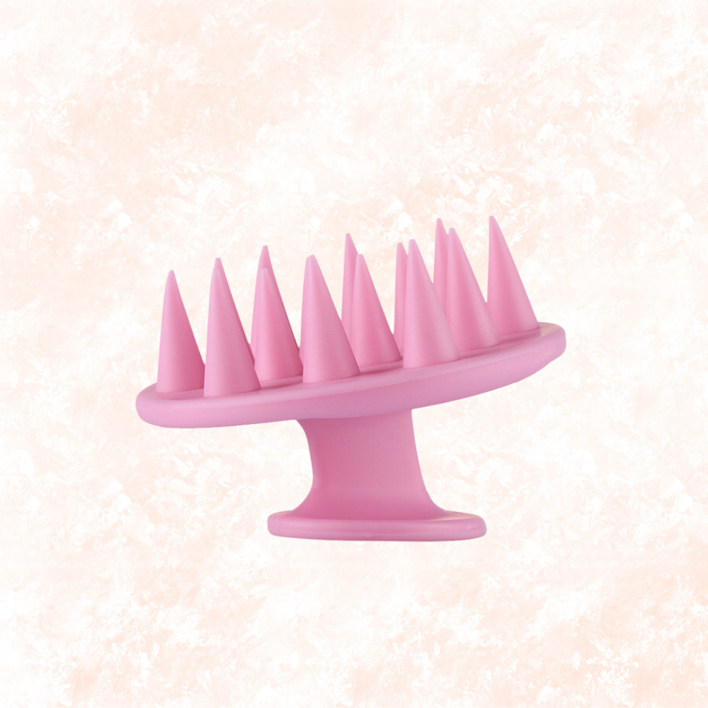 Brosse shampoing massage de tête en silicone doux 2 en 1 Rose