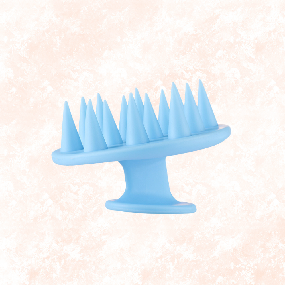 Brosse shampoing massage de tête en silicone doux 2 en 1 Bleu Azur