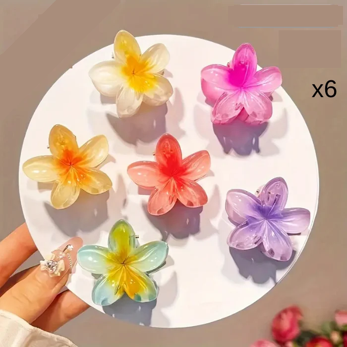 Lot de 6 petites pinces à cheveux en forme de fleur pour femme jolie coloré