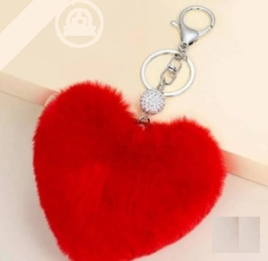 Llavero ClefCoeur Pompón Piel Sintética Coche Bolso Idea Regalo Rojo