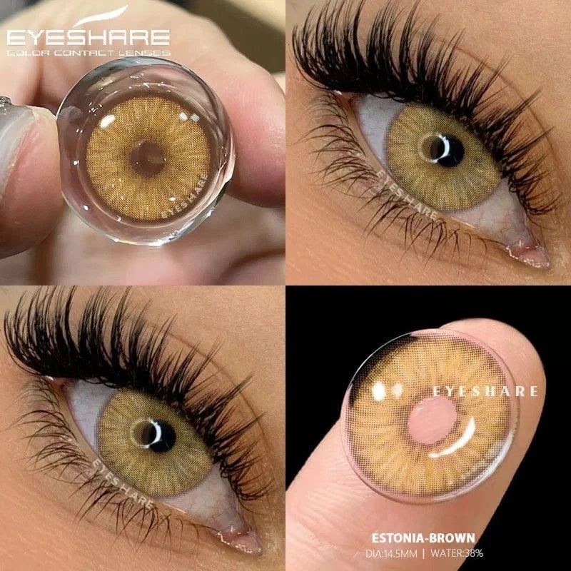Lentilles de Contact Colorées - Marron, Gris, Vert, Bleu - Effet Naturel Estonia - 1 an