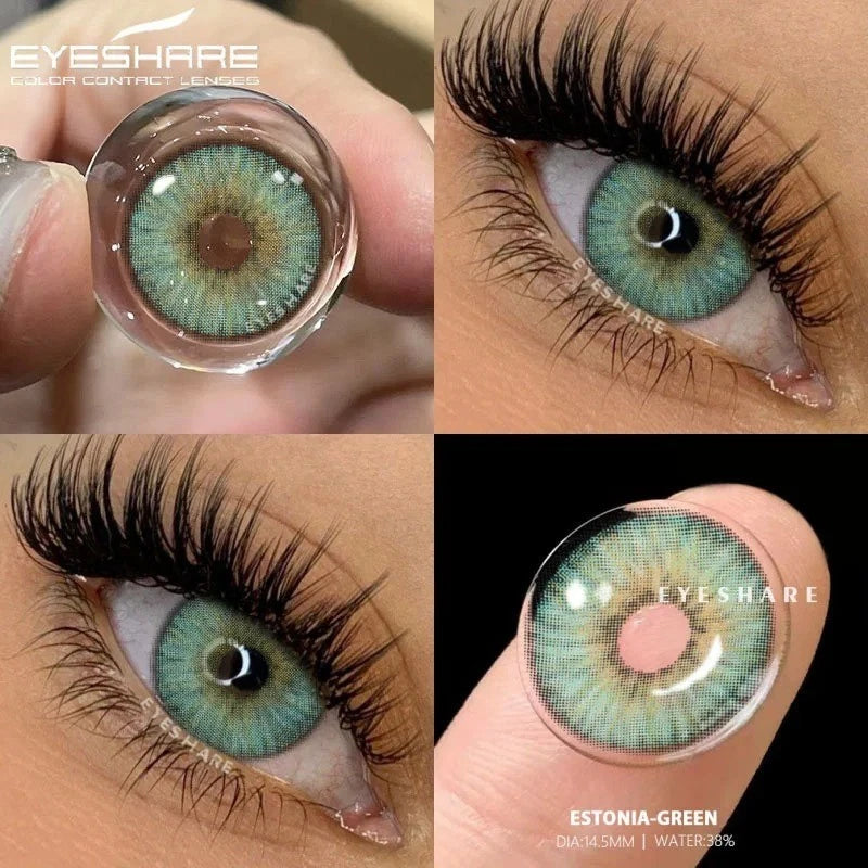 Lentilles de Contact Colorées - Marron, Gris, Vert, Bleu - Effet Naturel Estonia - 1 an