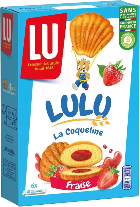 LU - LULU La Coqueline Fraise - 1 paquet 6 sachets de 4 Gâteaux moelleux fraise