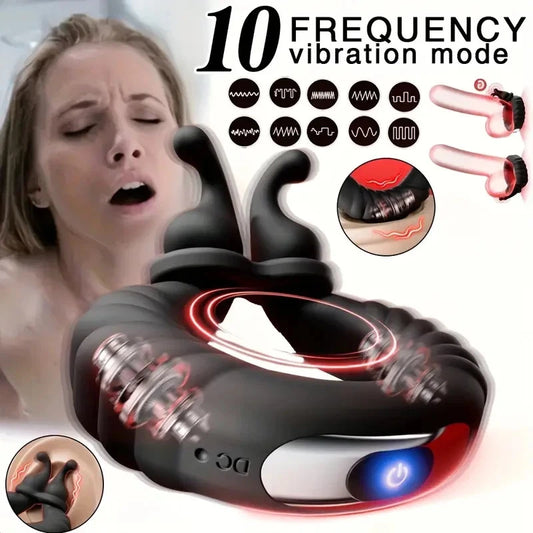Anneau vibrant homme – Stimulateur clitoridien – 10 modes – Silicone doux – USB