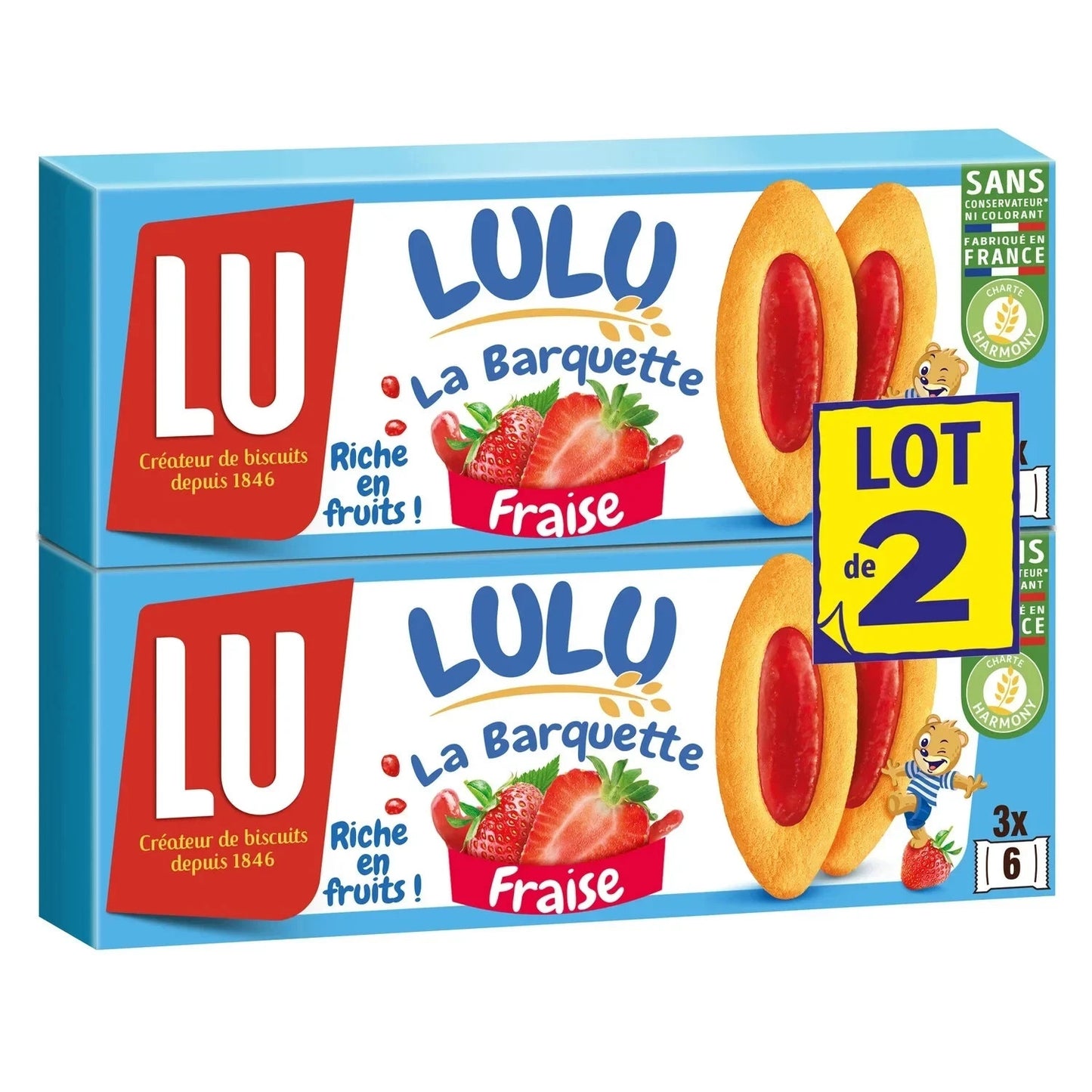 LU - La barquette fraise - Lot 2 paquets de biscuits fraise 120g