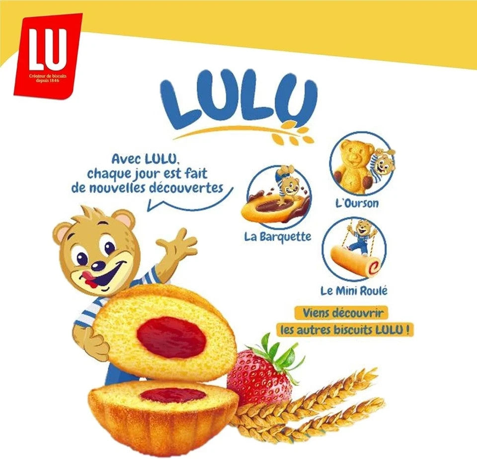 LU - LULU La Coqueline Fraise - 1 paquet 6 sachets de 4 Gâteaux moelleux fraise
