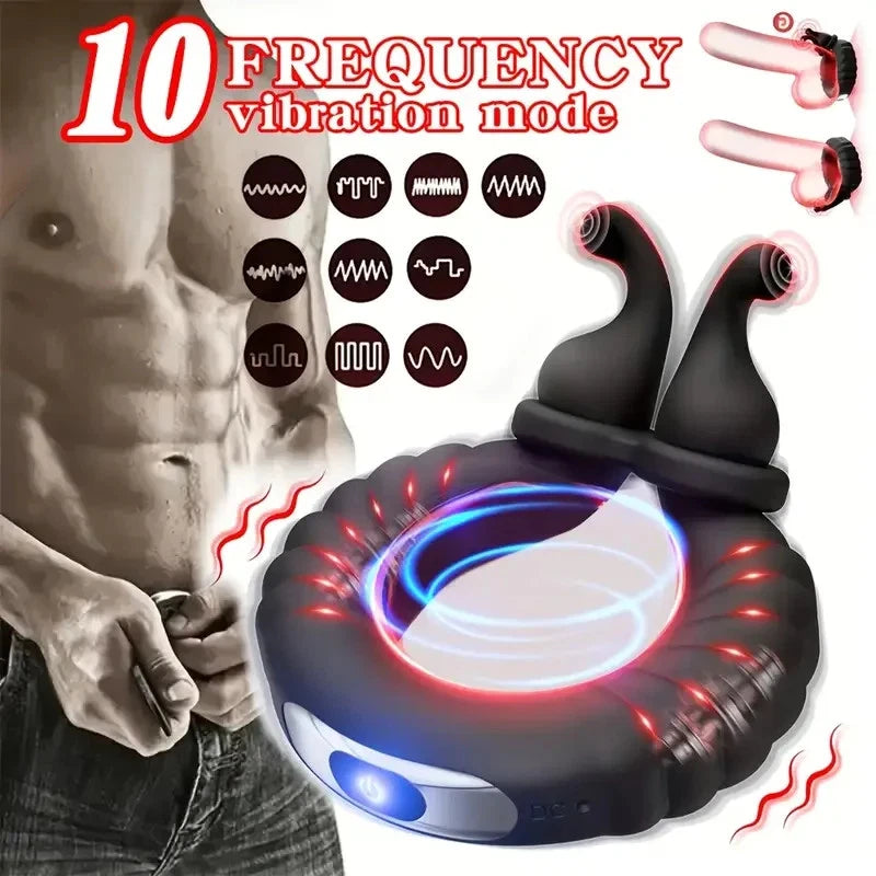 Anneau vibrant homme – Stimulateur clitoridien – 10 modes – Silicone doux – USB