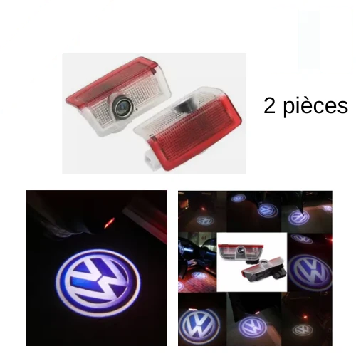 2x LED Projecteurs LED Bienvenue pour Portes VW - Compatible Golf, Touran, Caddy
