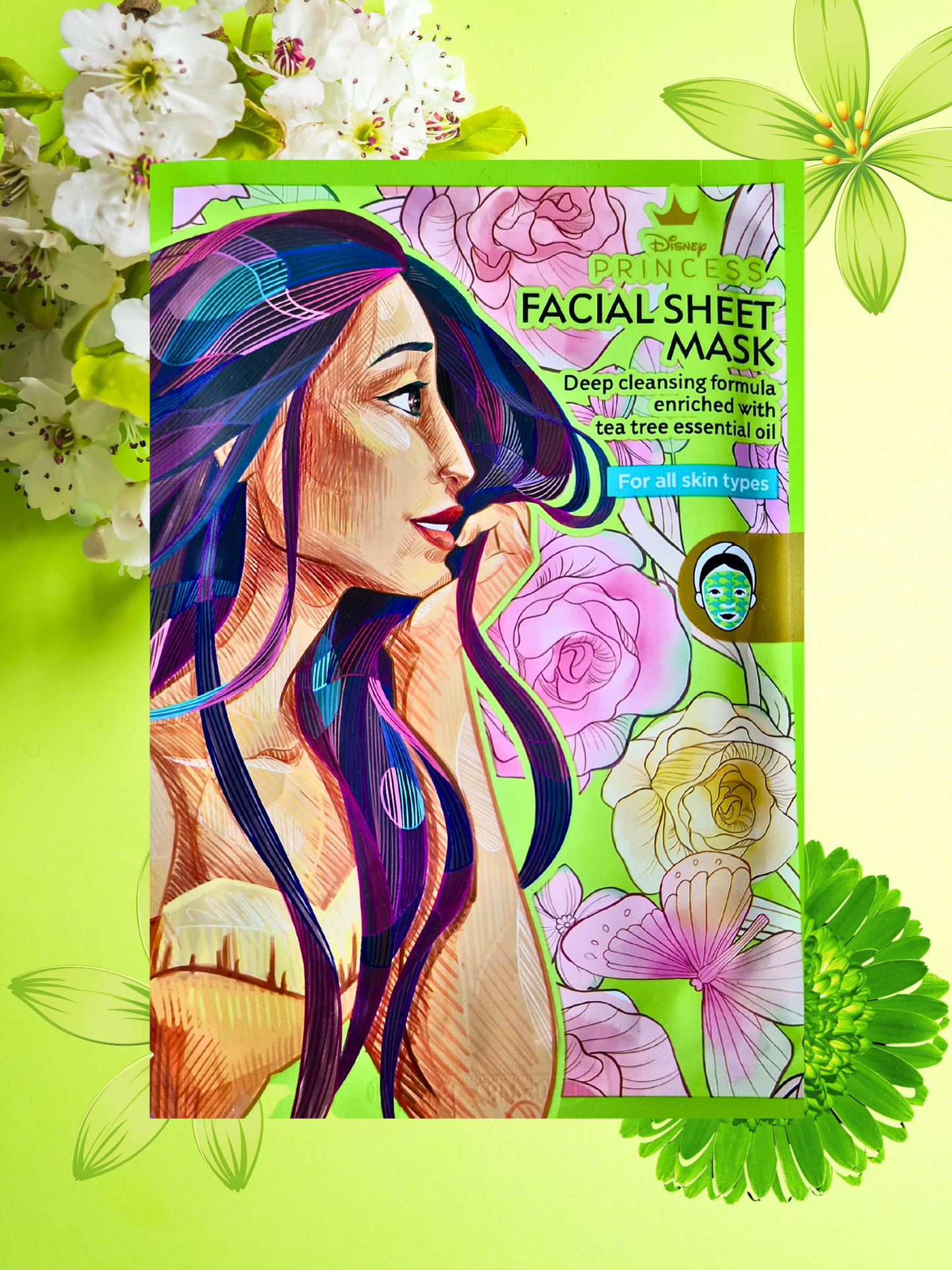 Masque visage Disney Princesse en tissu au Tea Tree - Pocahontas - Mes Petits Moments