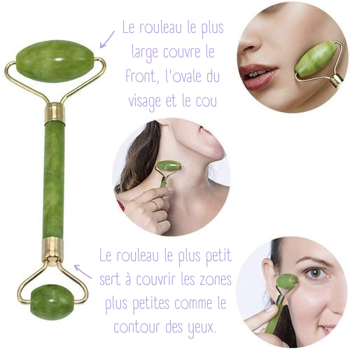 Masseur Visage Pierre de Jade Naturel Vert Anti-âge | Face roller - Mes Petits Moments