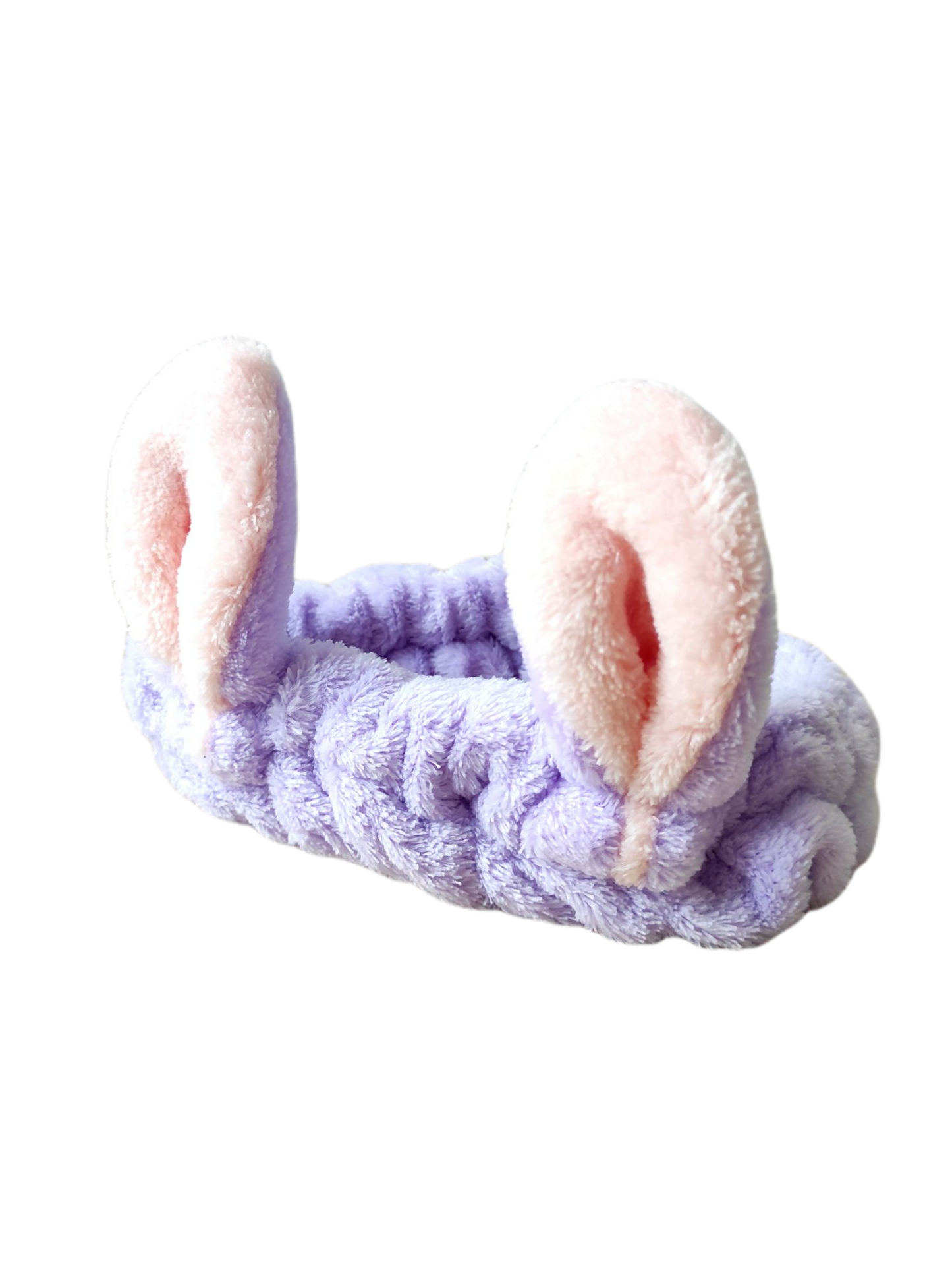 Bandeau élastique pour les cheveux modèle oreilles de lapin couleur violet, ultra doux, taille unique et adaptable. Lavable en machine à laver.